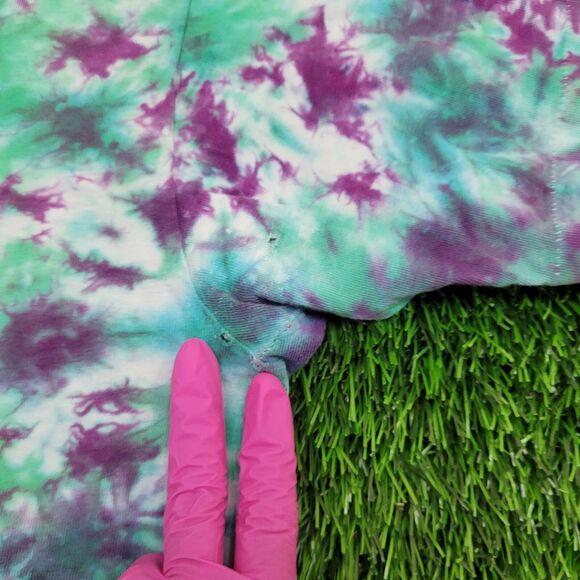 Vintage 90s Crumpled Tie-Dye Shirt XL 23x26 Green - Picture 4 of 14